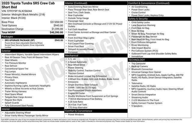Used 2020 Toyota Tundra SR5 w/ SR5 Upgrade Package RWD image 5