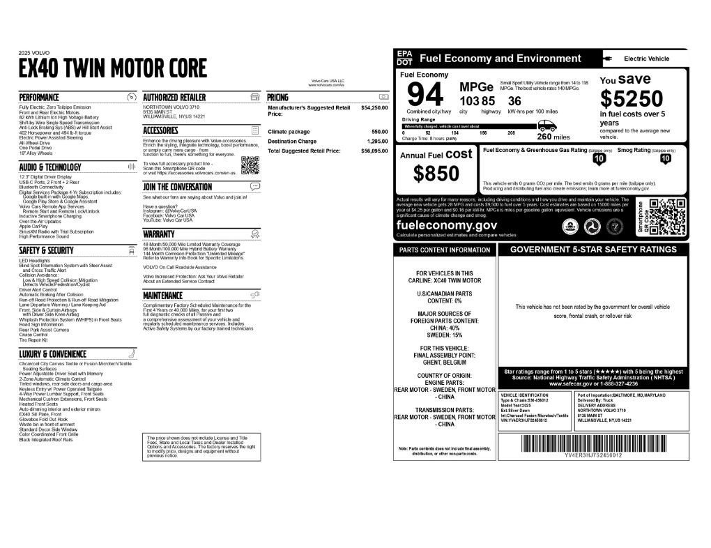 Used 2025 Volvo EX40 Core AWD/4WD image 2