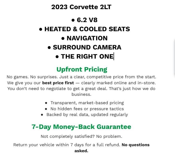 Used 2023 Chevrolet Corvette Stingray Preferred Cpe w/ Z51 Performance Package image 2