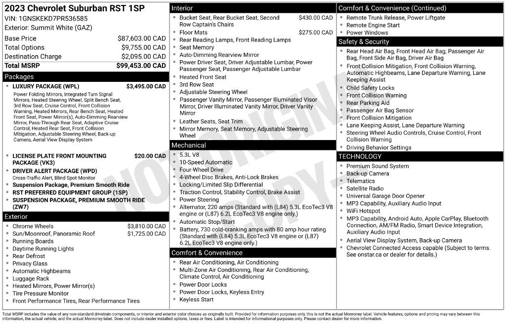 Used 2023 Chevrolet Suburban RST w/ Luxury Package AWD/4WD image 39