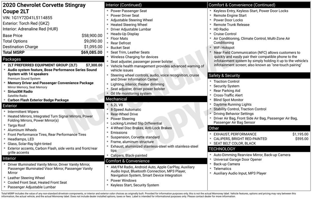 Used 2020 Chevrolet Corvette Stingray w/ 2LT Preferred Equipment Group image 35