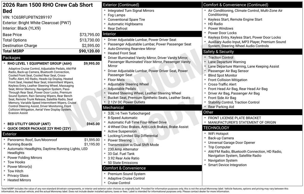 New 2026 RAM 1500 RHO w/ RHO Level 1 Equipment Group image 2
