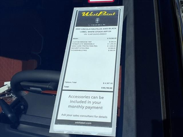 New 2025 Lincoln Nautilus Black Label w/ Jet Appearance Package AWD/4WD image 5