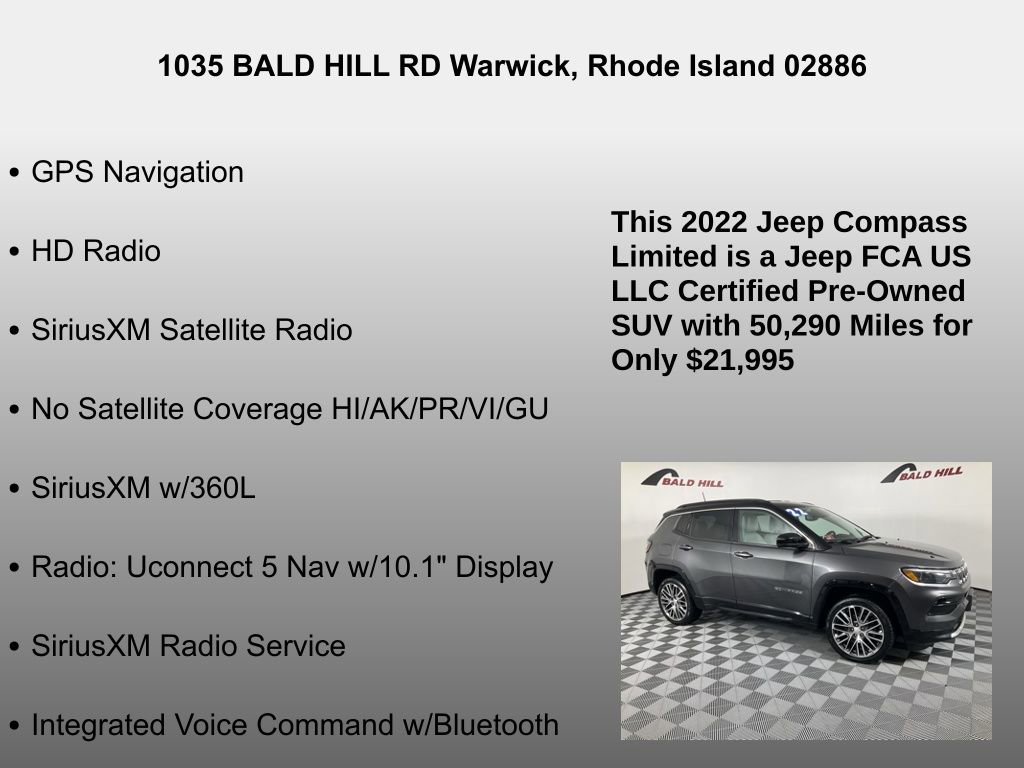 Certified 2022 Jeep Compass Limited w/ Elite Group image 32