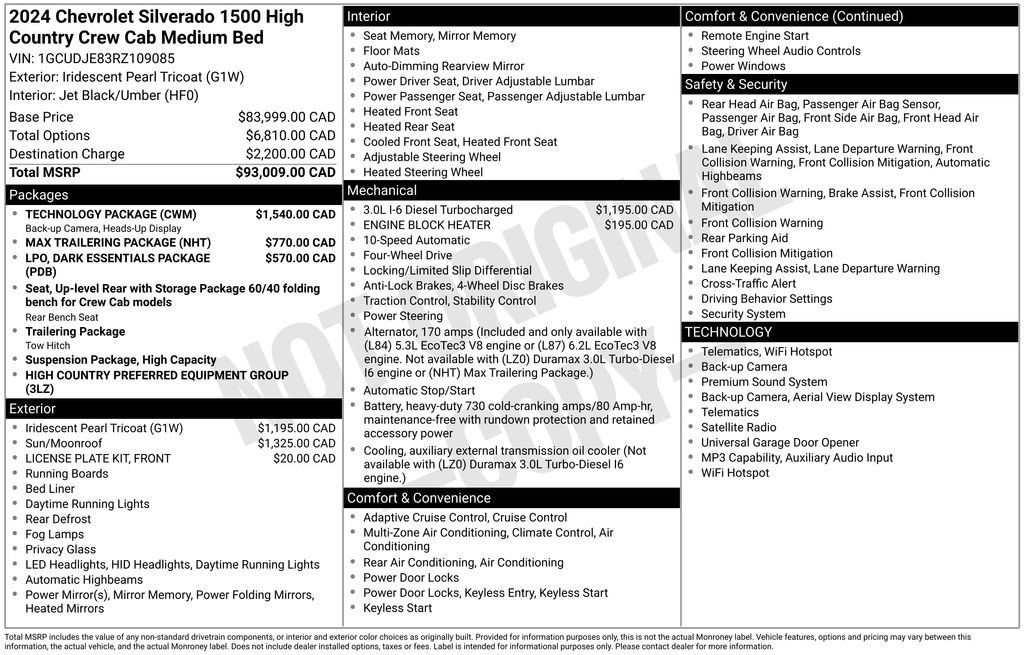Used 2024 Chevrolet Silverado 1500 High Country w/ Technology Package AWD/4WD image 6