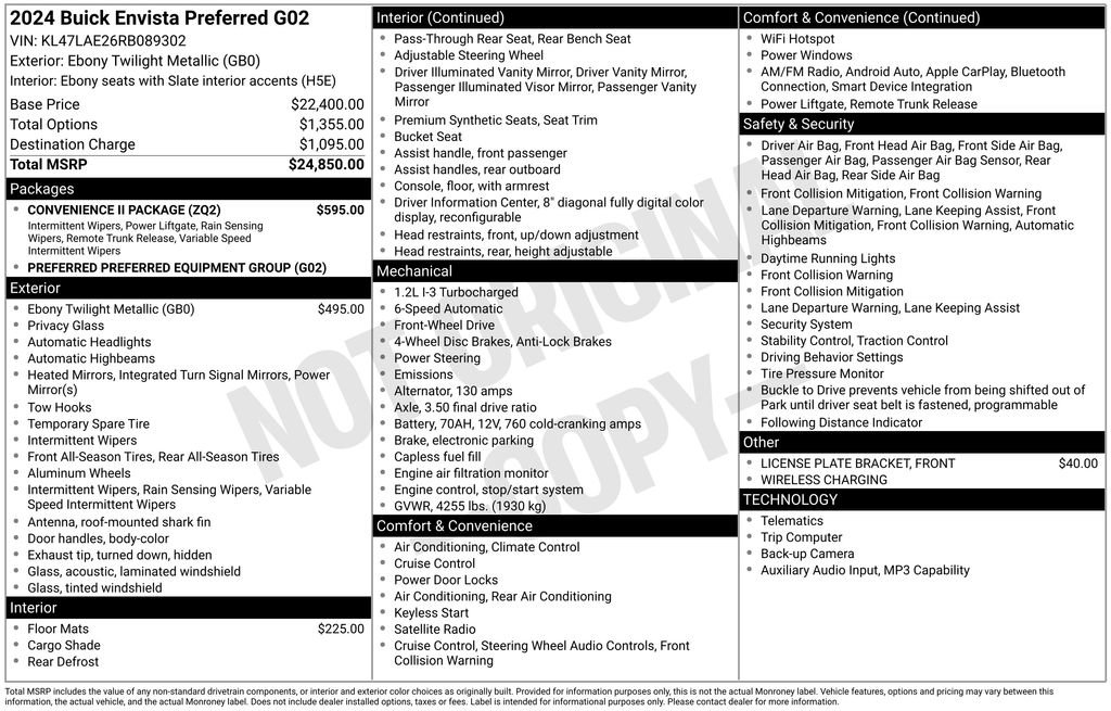 Used 2024 Buick Envista Preferred w/ Convenience II Package FWD image 33
