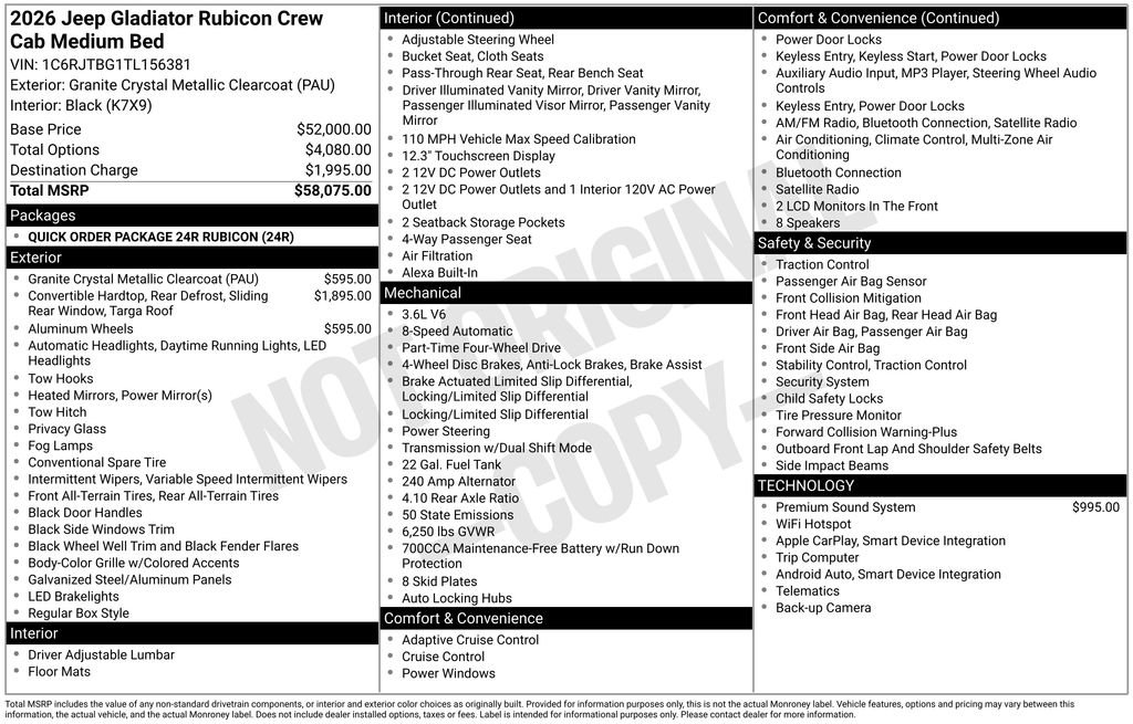 New 2026 Jeep Gladiator Rubicon image 15