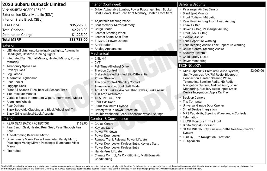 Used 2023 Subaru Outback Limited AWD/4WD image 6