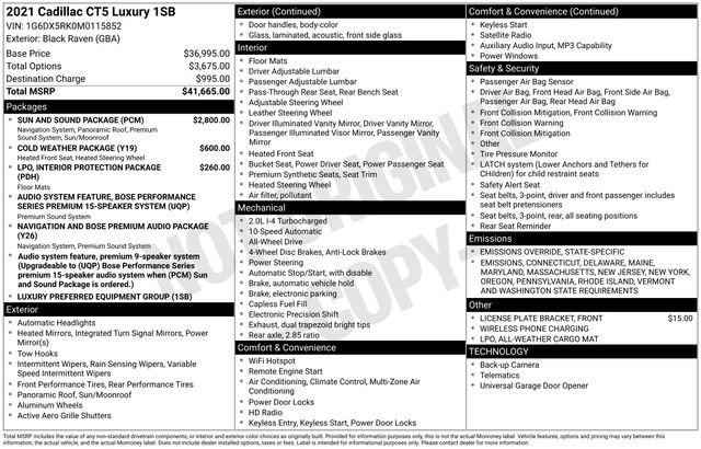 Used 2021 Cadillac CT5 Luxury w/ Sun And Sound Package image 4