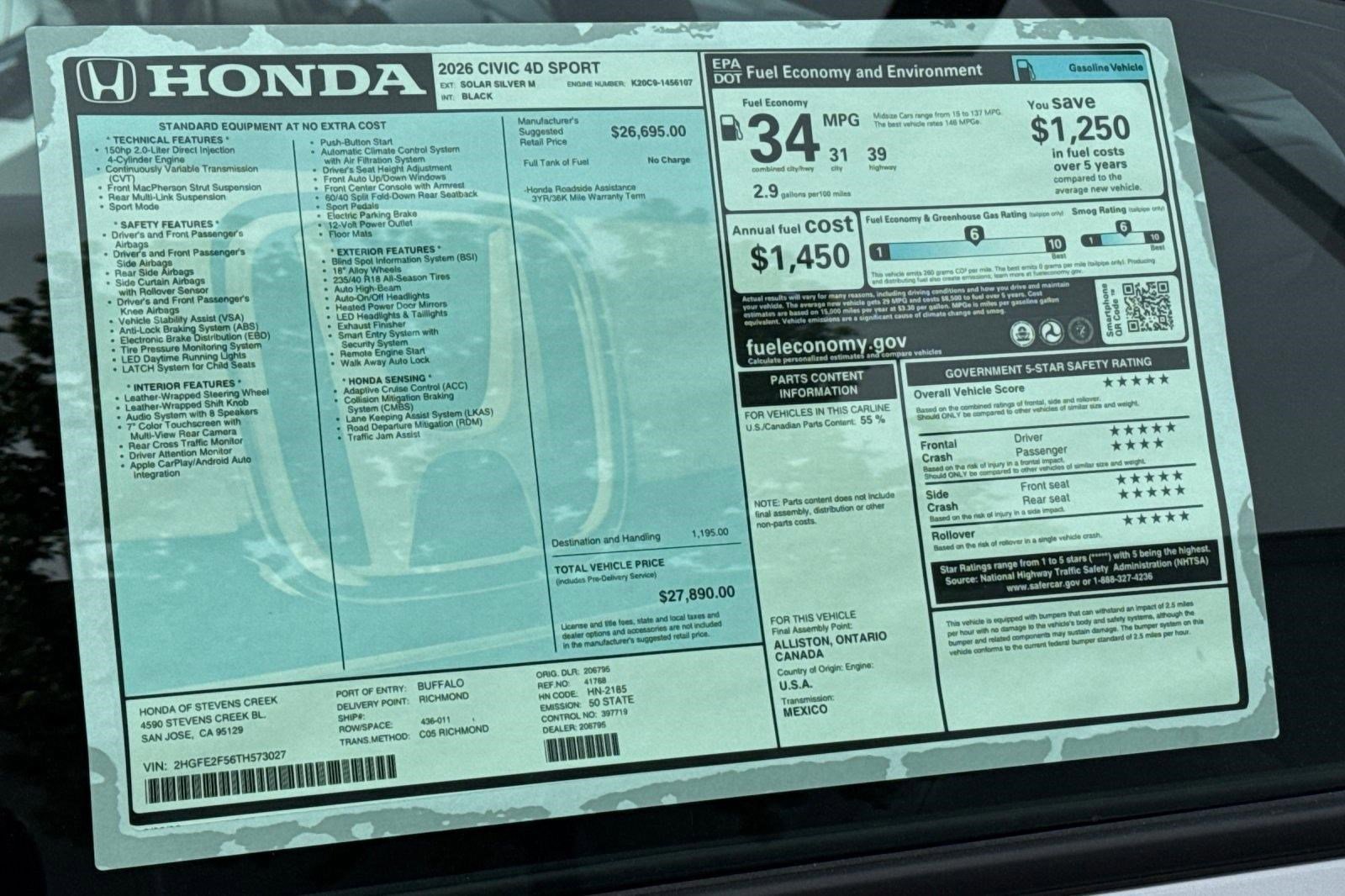 New 2026 Honda Civic Sport image 31