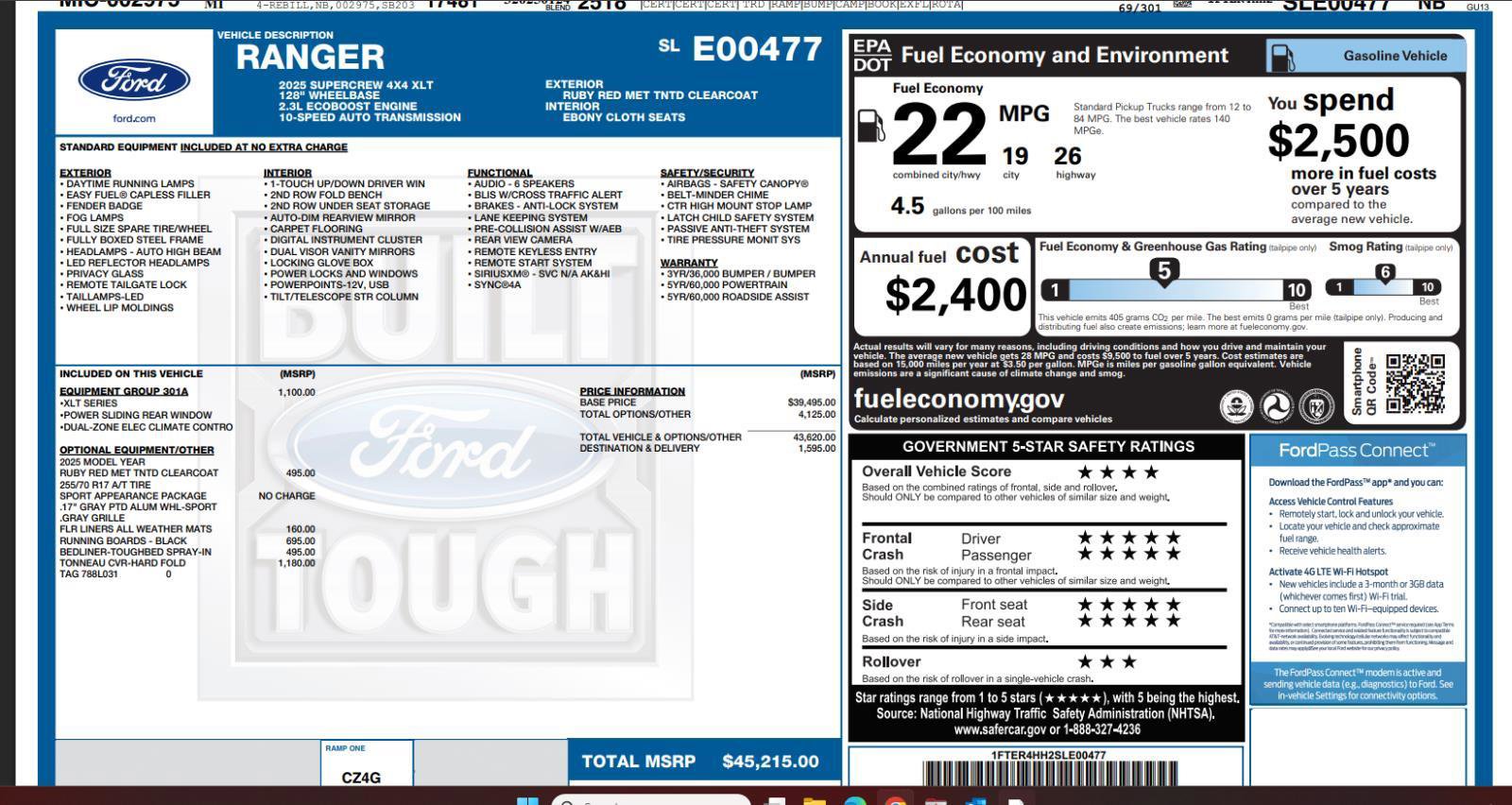 Used 2025 Ford Ranger XLT w/ Equipment Group 301A High image 4