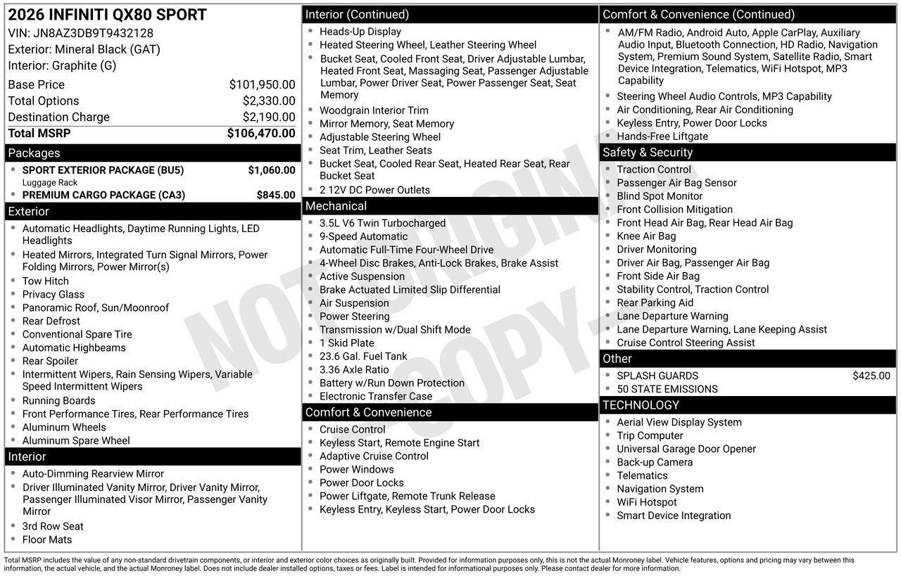 Certified 2026 INFINITI QX80 4WD w/ Sport Exterior Package image 35