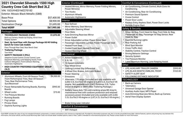 Used 2021 Chevrolet Silverado 1500 High Country w/ Technology Package image 3