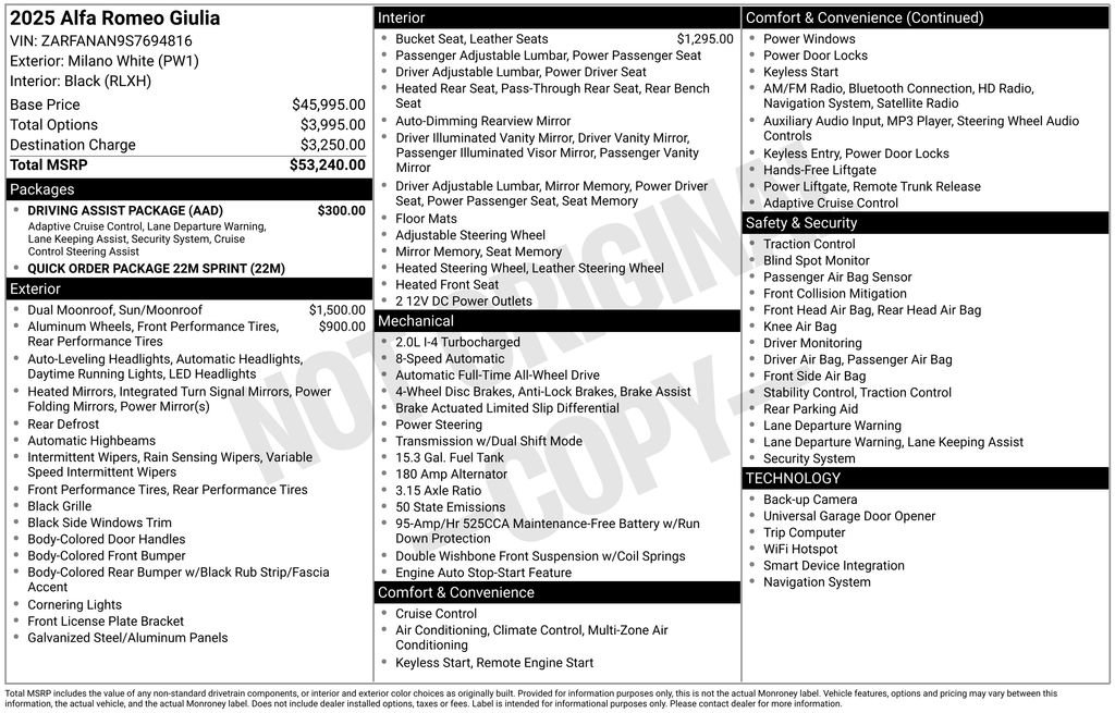New 2025 Alfa Romeo Giulia AWD w/ Driving Assist Package image 2