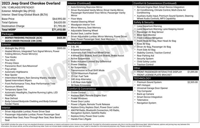 Used 2023 Jeep Grand Cherokee Overland w/ MOPAR Finishing Package AWD/4WD image 26