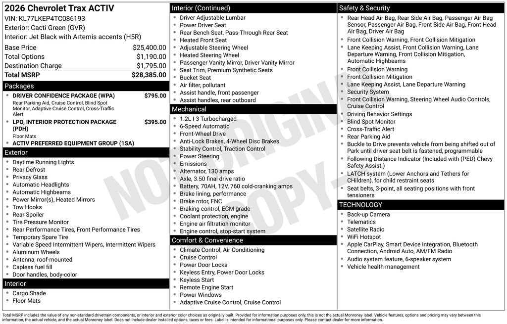 New 2026 Chevrolet Trax ACTIV w/ Driver Confidence Package FWD image 19