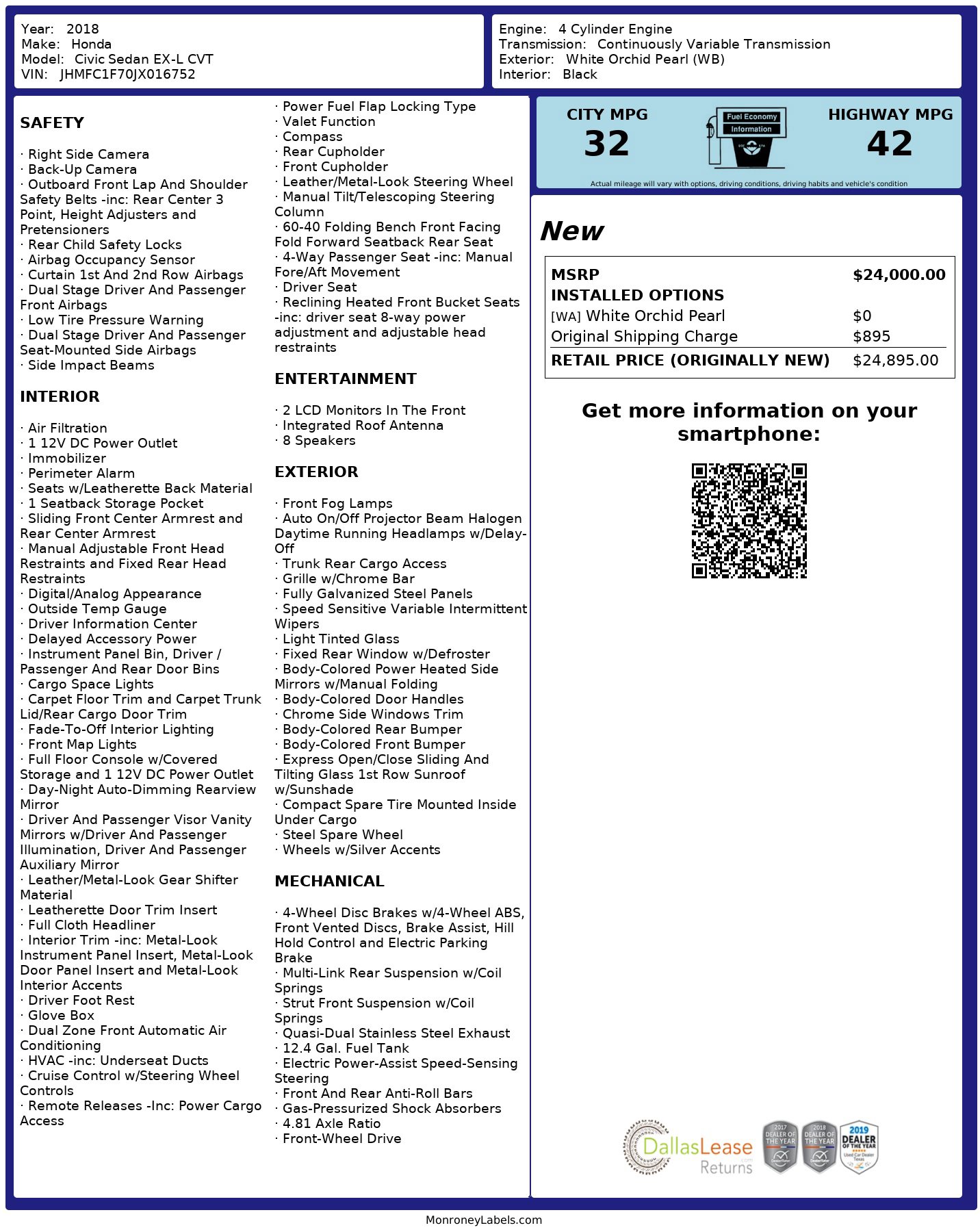 Used 2018 Honda Civic EX-L image 3