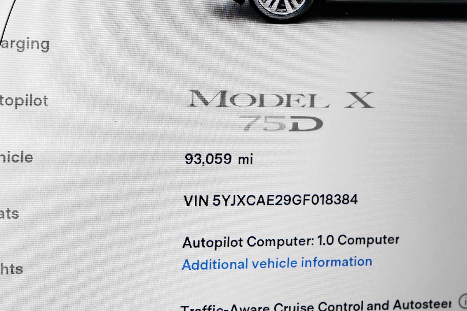 Used 2016 Tesla Model X 75D AWD/4WD image 19