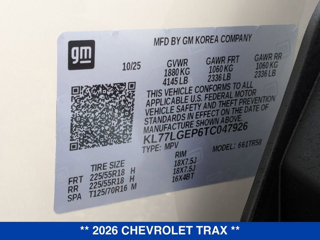 New 2026 Chevrolet Trax RS w/ Sunroof Package FWD image 36