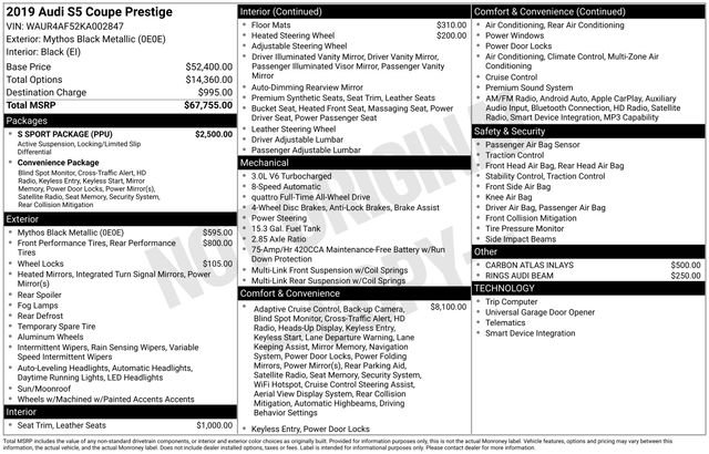 Used 2019 Audi S5 Prestige w/ S Sport Package AWD/4WD image 19