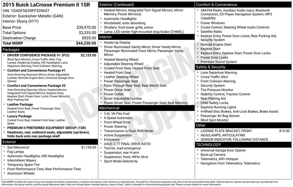 Used 2015 Buick LaCrosse Premium w/ Driver Confidence Package #1 image 3