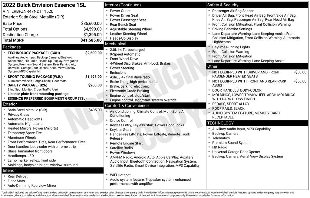 Used 2022 Buick Envision Essence w/ Technology Package I FWD image 3
