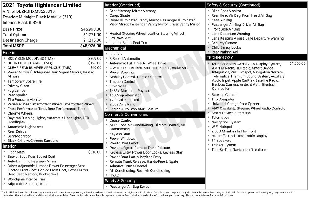 Used 2021 Toyota Highlander Limited AWD/4WD image 39