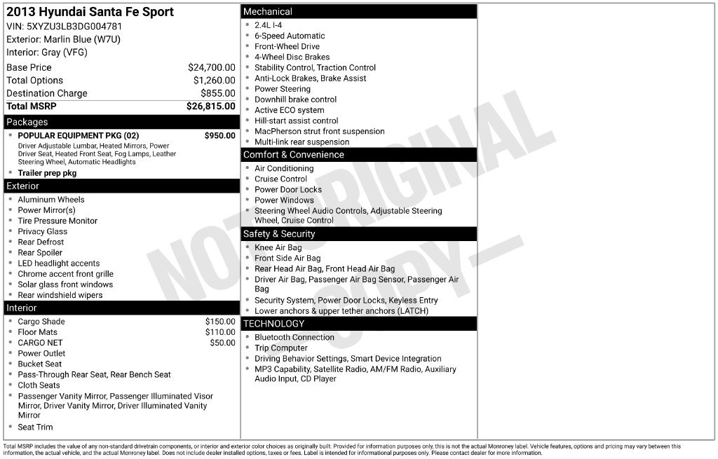 Used 2013 Hyundai Santa Fe Sport w/ Popular Equipment Pkg FWD image 29