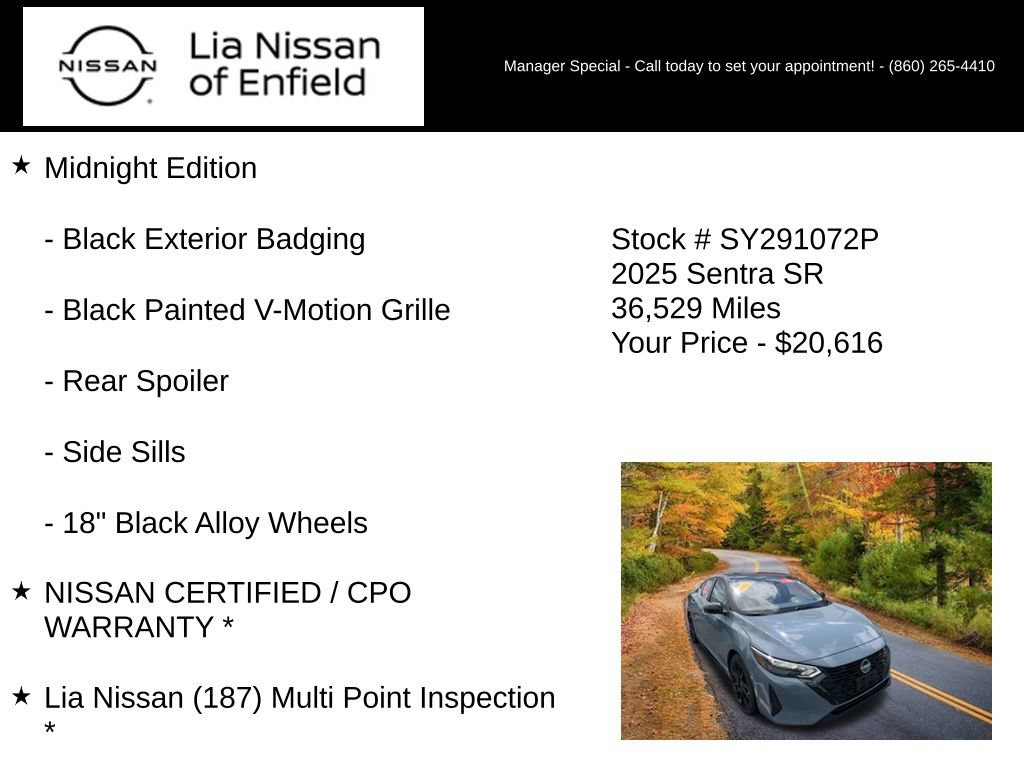 Certified 2025 Nissan Sentra SR w/ Midnight Edition FWD image 5
