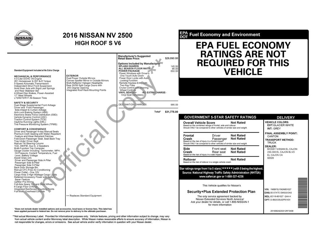 Used 2016 Nissan NV 2500 S w/ Power Package image 21