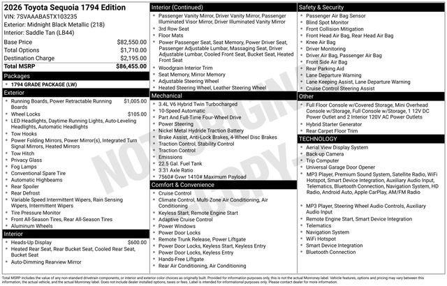 New 2026 Toyota Sequoia 1794 Edition AWD/4WD image 5