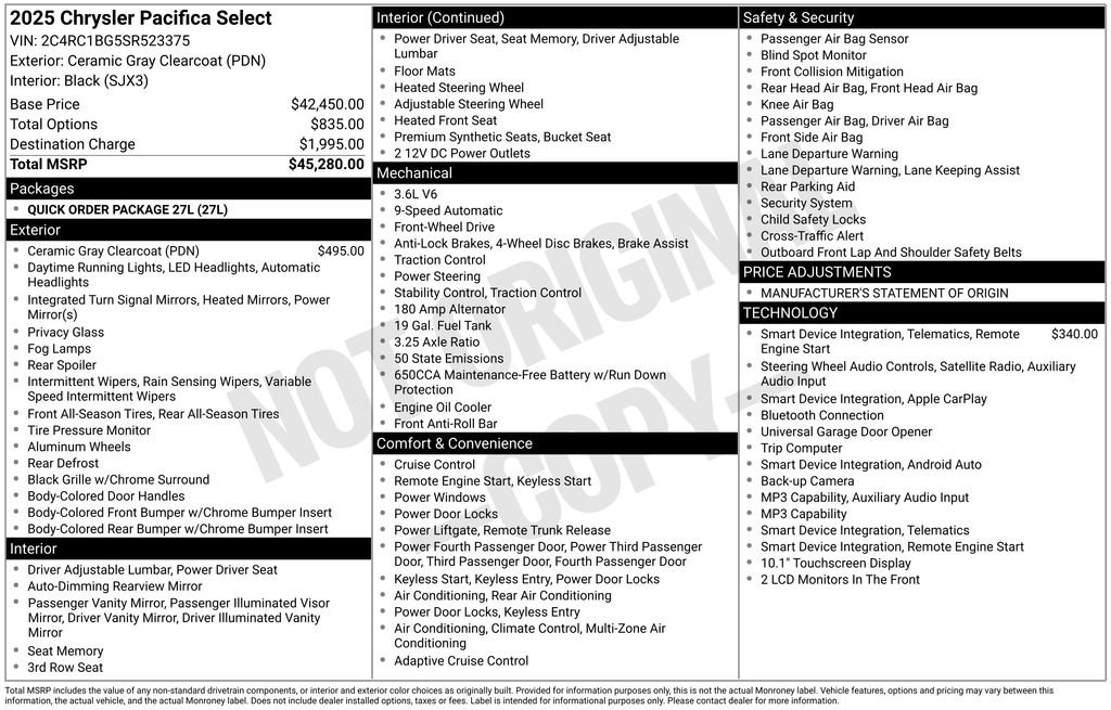 Used 2025 Chrysler Pacifica Select FWD image 15