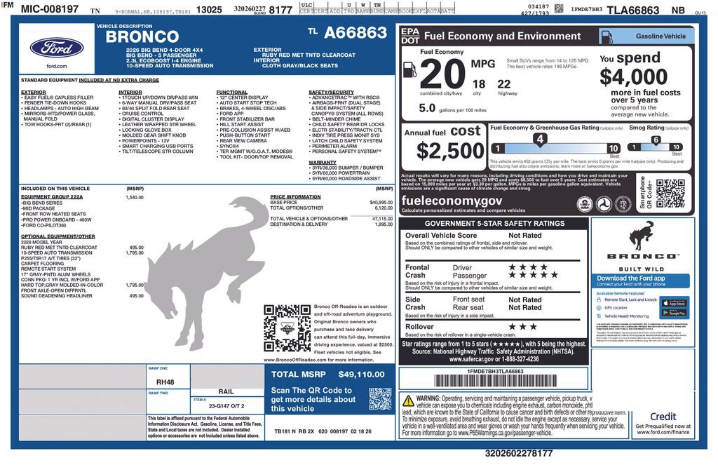 New 2026 Ford Bronco Big Bend AWD/4WD image 53