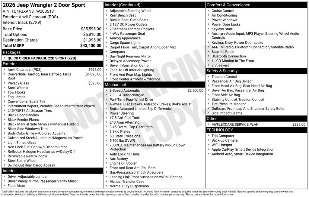New 2026 Jeep Wrangler Sport AWD/4WD image 5