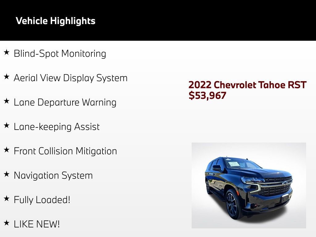 Used 2022 Chevrolet Tahoe RST w/ Luxury Package AWD/4WD image 4