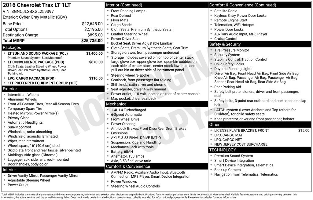 Used 2016 Chevrolet Trax LT w/ LT Sun and Sound Package image 7