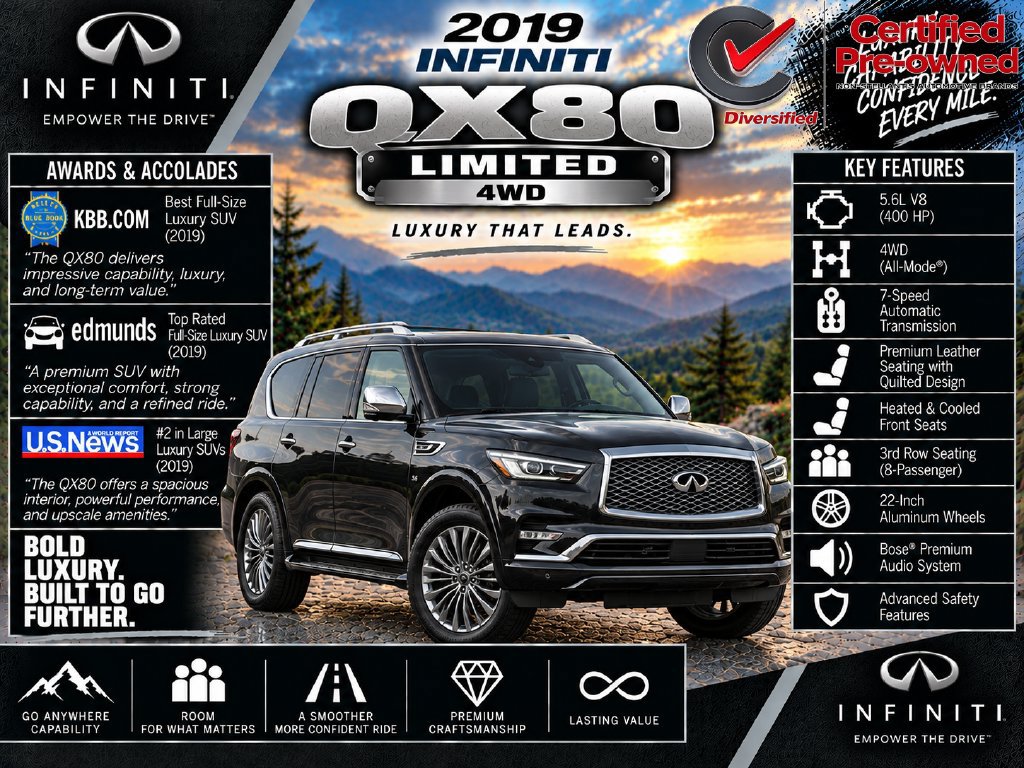Used 2019 INFINITI QX80 Limited w/ All-Season Package AWD/4WD image 2
