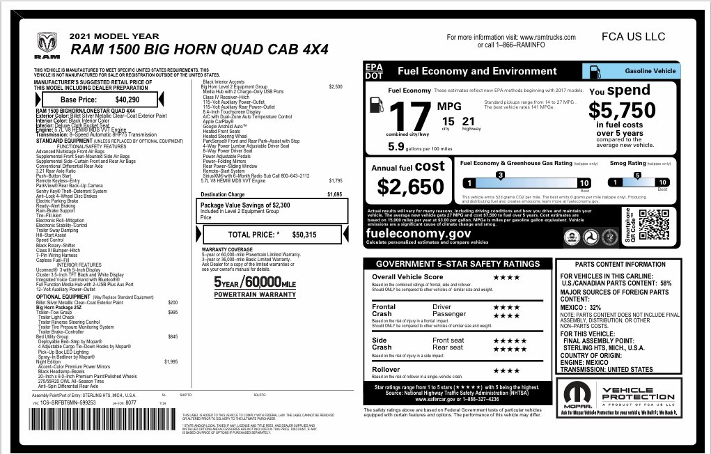 Used 2021 RAM 1500 Big Horn AWD/4WD image 17
