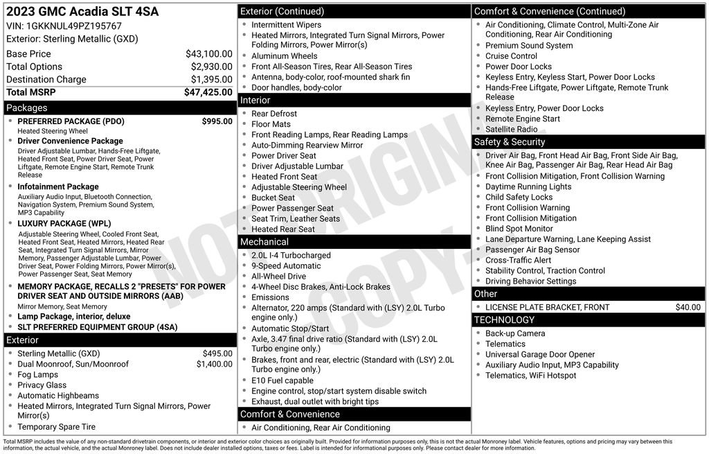 Used 2023 GMC Acadia SLT w/ Preferred Package AWD/4WD image 40