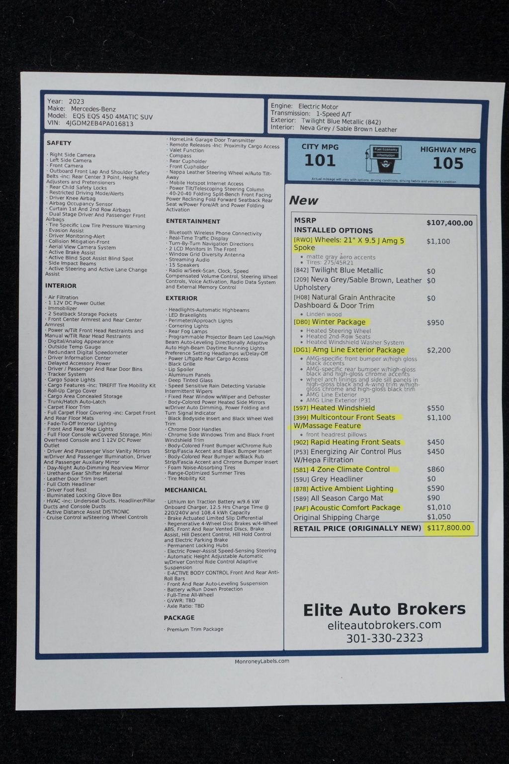 Used 2023 Mercedes-Benz EQS 450+ 4MATIC SUV w/ AMG Line Exterior Package image 57