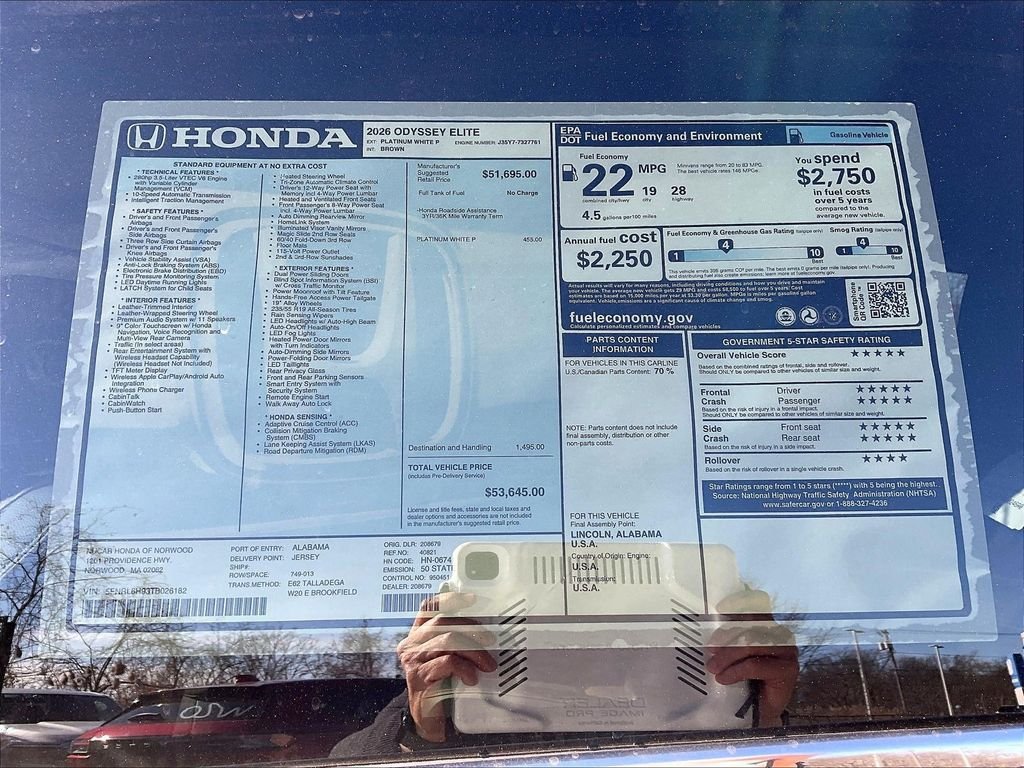 New 2026 Honda Odyssey Elite image 18