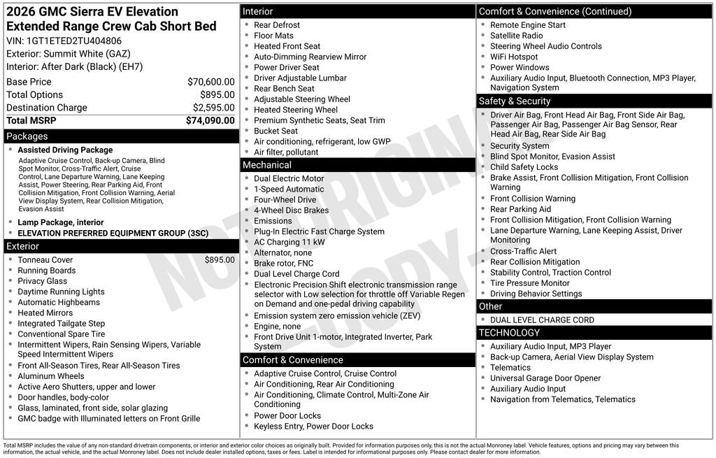 New 2026 GMC Sierra EV Elevation image 27