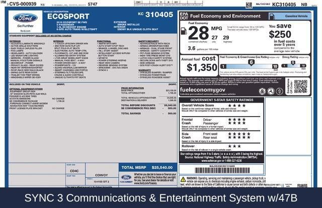 Used 2019 Ford EcoSport SE w/ SE Convenience Package image 5