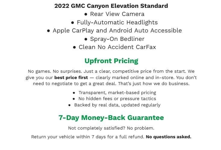 Used 2022 GMC Canyon Elevation Standard