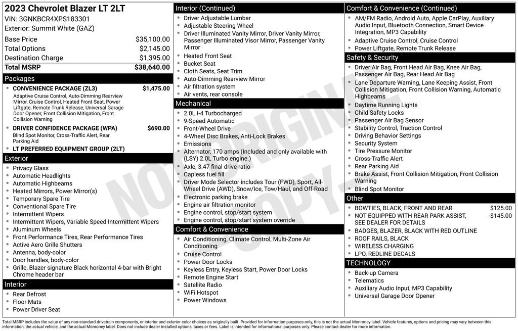 Used 2023 Chevrolet Blazer LT w/ Convenience Package FWD image 31
