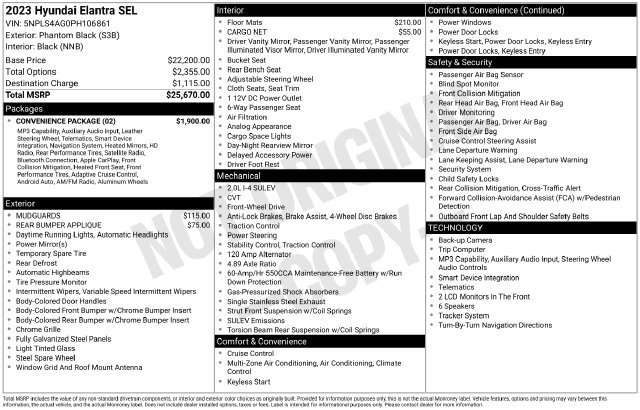 Used 2023 Hyundai Elantra SEL w/ Convenience Package FWD image 28