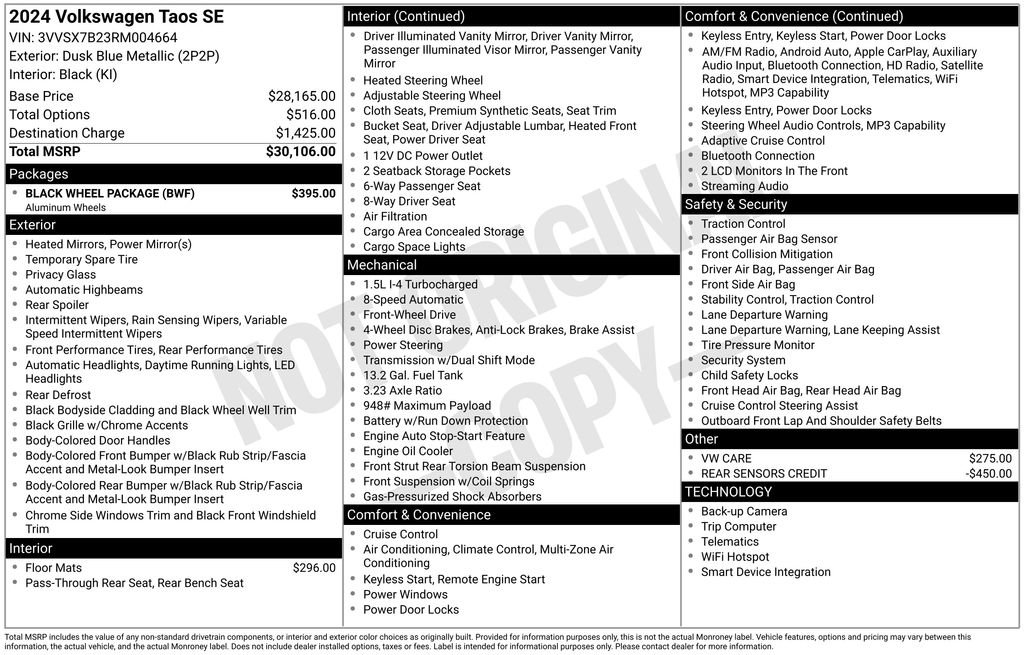 Certified 2024 Volkswagen Taos SE w/ Black Wheel Package image 6