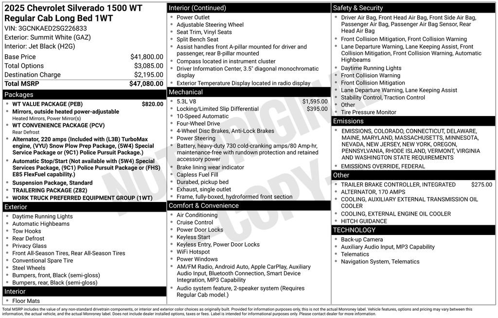 New 2025 Chevrolet Silverado 1500 W/T w/ WT Value Package image 33