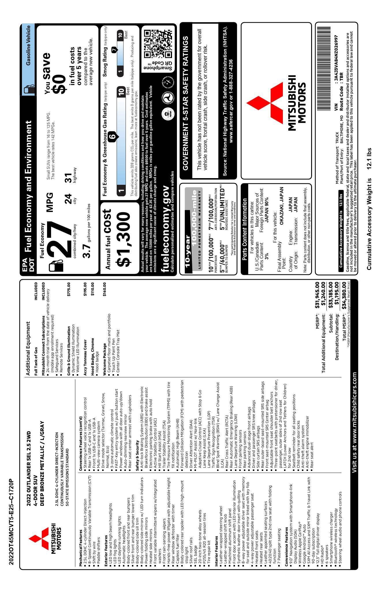 Used 2022 Mitsubishi Outlander SEL image 24
