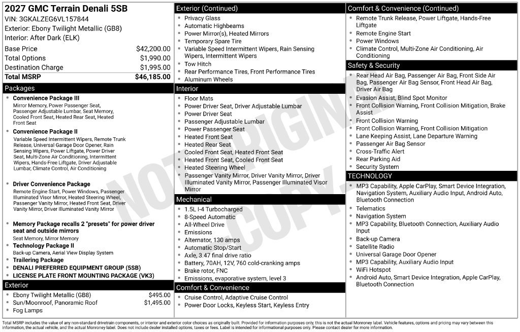 New 2027 GMC Terrain Denali AWD/4WD image 2
